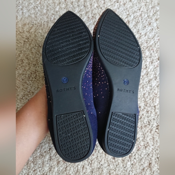 Rothy's The Point Midnight Metallic Blue and Pink Flats Size 9 - Picture 10 of 12